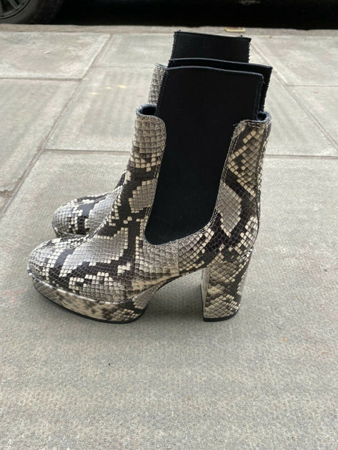 grey snake print ankle boots