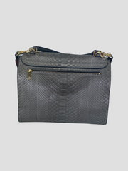 Celine grey/burgundy python and suede Trapeze medium handbag