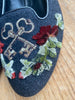 Dolce & Gabbana grey flannel velvet floral print flat shoes size UK6.5/US8.5
