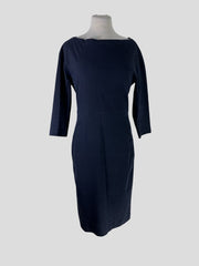 Donna Karan navy cotton blend 3/4 sleeve dress size UK12/US8