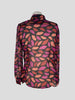 Diane Von Furstenberg black & pink 100% silk long sleeve blouse size UK12/US8