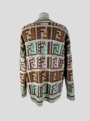 Fendi multicoloured super soft wool chunky cardigan size UK10/US6