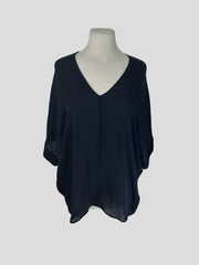 Vince black 100% silk short sleeve top size UK12/US8