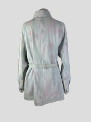 CHANEL light blue denim belted jacket size UK10/US6