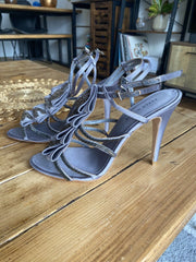 Karen Millen grey fabric studded heels size UK7/US9