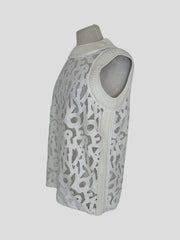 Ermanno Firenze white lace sleeveless top size UK10/US6