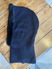 N. Peal navy 100% cashmere with rabbit fur hat