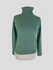 Cocoa Cashmere green 100% cashmere polo neck jumper size UK6/US2