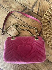 Gucci mini velvet Marmont fuscia crossbody bag