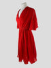 Lanvin red 100% silk shirt sleeve cocktail dress size UK12/US8