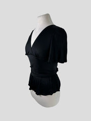 Gucci black short sleeve wrap top size UK6/US2