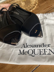 Alexander McQueen punk black leather open toe size UK6/US8