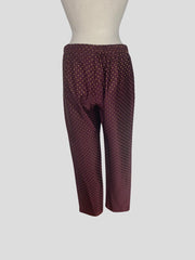 Dries Can Noten burgundy polka dot straight leg trousers size UK12/US8