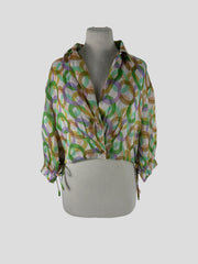 Sandro multicoloured print cropped top size UK8/US4