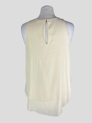 Brunello Cucinelli cream silk blend sleeveless top size UK10/US6