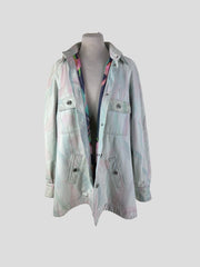 CHANEL light blue denim belted jacket size UK10/US6