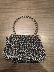 Erickson Beamon black & silver stone evening small handbag