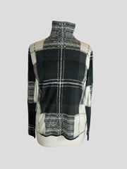 Akris black & cream cashmere & silk polo neck jumper size UK10/US6
