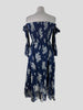 Ralph Lauren navy & white print 100% cotton midi dress size UK10/US6
