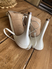 Gina white leather open toes heels size UK6.5/US8.5