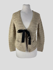 Paule Ka beige 100% cotton cardigan size UK12/US8