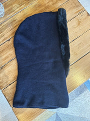 N. Peal navy 100% cashmere with rabbit fur hat