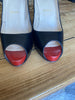 Christian Louboutin black leather peep toe heels size UK6.5/US8.5