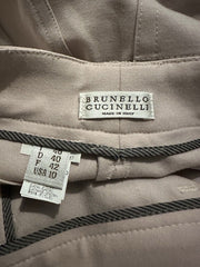 Brunello Cucinelli cream virgin wool blend straight leg trousers size UK14/US10