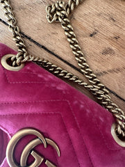 Gucci mini velvet Marmont fuscia crossbody bag