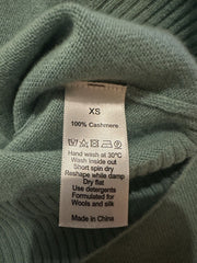 Cocoa Cashmere green 100% cashmere polo neck jumper size UK6/US2