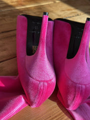 Balenciaga pink Knife velvet pull- on heels size UK6/US8