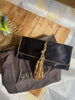 Gucci black & gold Malika satin evening clutch bag