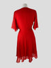 Lanvin red 100% silk shirt sleeve cocktail dress size UK12/US8