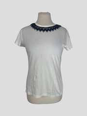 Louis Vuitton white 100% cotton short sleeve top size UK8/US4