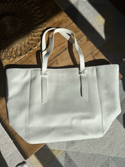 V By Townsley white vegan leather tote medium handbag