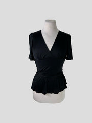 Gucci black short sleeve wrap top size UK6/US2