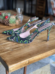 Kate Spade green print sling back heels size UK6.5/US8.5