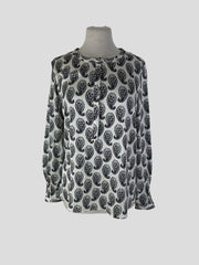 Kobi Halperin black & white silk blend blouse size UK10/US6