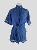 Adam Selman blue linen top & shorts set size UK8/US4