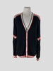 Balmain navy & red 100% virgin wool cardigan size UK16/ US12