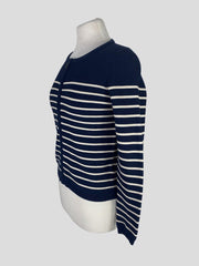 Pure navy & white 100% cotton long sleeve top size UK10/US6