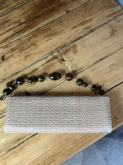 Cult Gaia beige with stones clutch bag