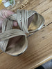 Aquazurra silver leather open toe heels size UK7/US9