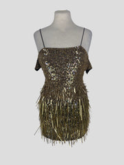 Alice + Olivia gold sequins sleeveless party top size UK6/US2