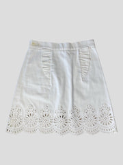 Miu Miu white cotton blend A- line short skirt size UK10/US6