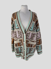 Fendi multicoloured super soft wool chunky cardigan size UK10/US6