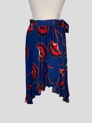 Ba&sh navy & red print A- line skirt size UK12/US8