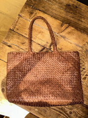 Milaner brown leather large tote handbag