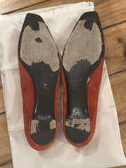 Roger Vivier orange suede flat shoes size UK5.5/US7.5