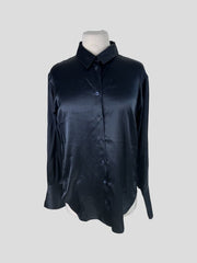 Frame black silk blend long sleeve shirt size UK8/US4